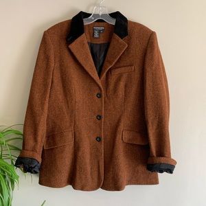 J Peterman Tuxedo Inspired Orange Wool Blazer Coat 16